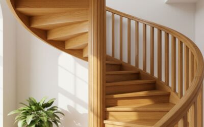 Instalación y diseño de escaleras en caracol con madera natural